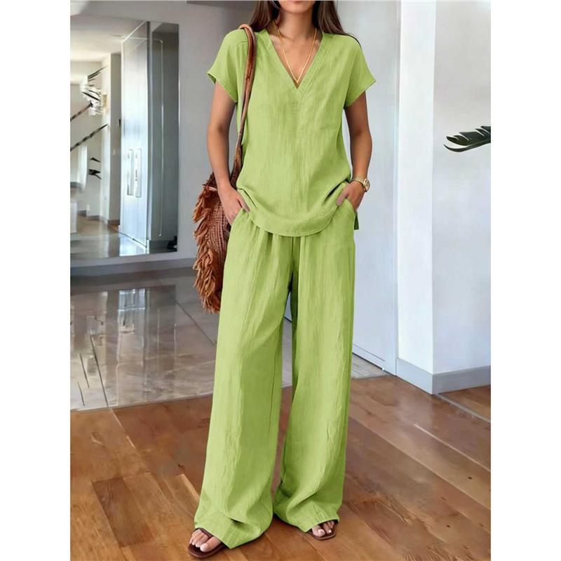 1116 Spot new solid color summer fashion women's clothing set casual two-piece set