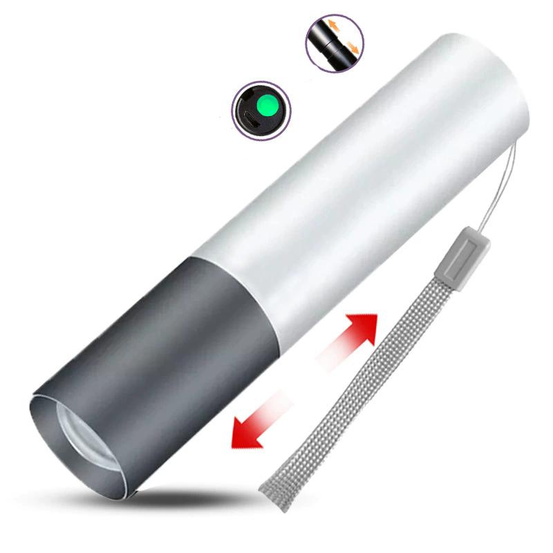 Zoom Super Powerful Flashlights Rechargeable High Power LED Flashlight Torch Mini 3 Light Mode Pocket Light Lamp Portable