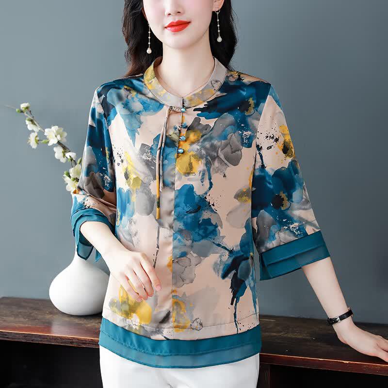 La Chapelle Classic Floral Slimming Blouse XL