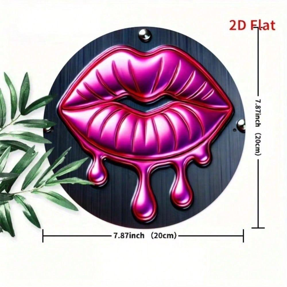 Neon Drip Lips Metal Tin Sign Set Pre Drilled Wall Art Holiday Decor
