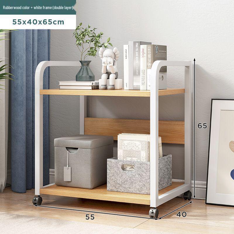 Multi-Layer Floor-Standing Adjustable Storage Rack with Trash Can Holder for Kitchen Use