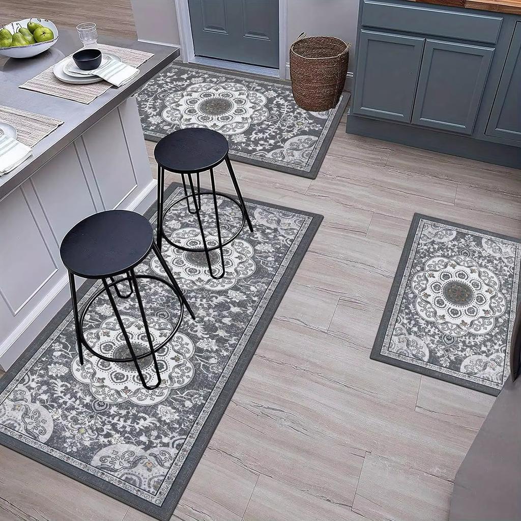 3 Pcs Set Floor Mat Bohemian Style Rugs Kitchen Carpet Non-Slip  Washable Kitchen Decoration Office Bedroom Corridor Rug