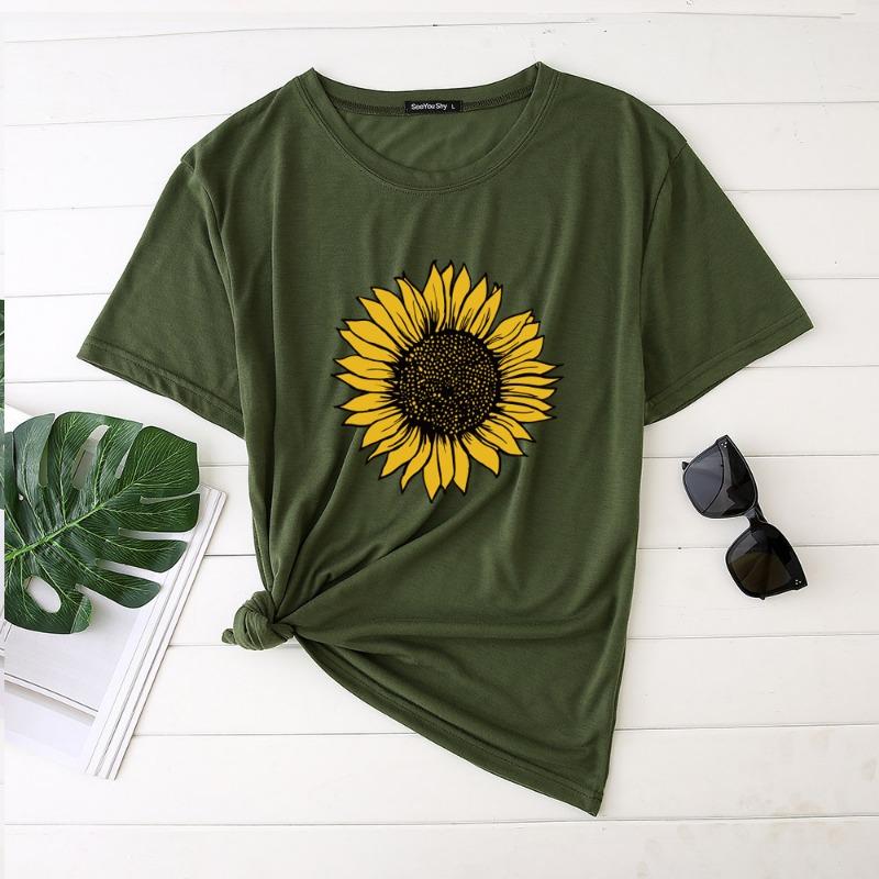 Sunflower Women's 3D Digital Printed Short Sleeved Pure Cotton T-shirt