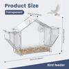 PS Transparent Window Bird Feeder Easy to Observe Clear Bird Feeder with 3 Suction Cup Squirrel Proof for Yard Outdoor
