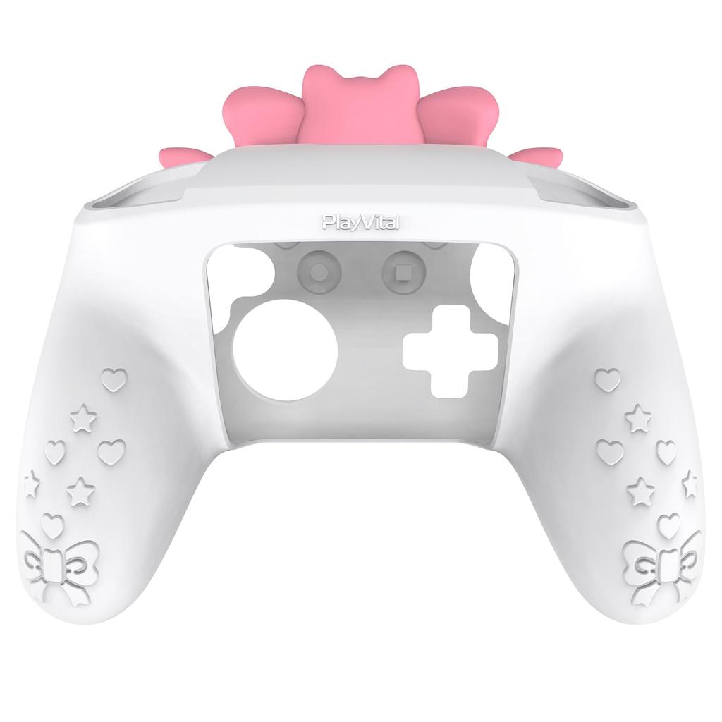 Custodia in silicone PlayVital Sweetheart Kitty per Switch Pro Controller. Simpatica impugnatura per joystick e custodia protettiva in silicone per Switch Pro Controller -