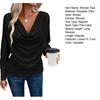 Women Tops Pure Color Stacked Collar Long Sleeve Loose Fit Blouse Mid-length Casual Inner Tops Daily Wear