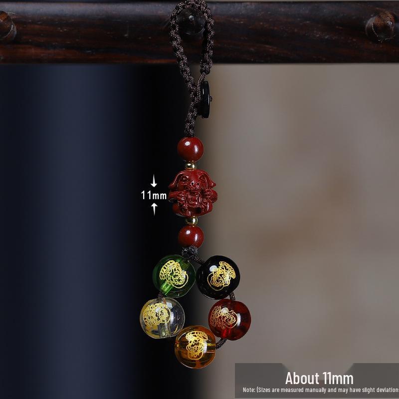 Cinnabar Zodiac Dog Pendant: Year of the Horse Anti-Lost Keychain for Couples - Good Luck New Year Gift