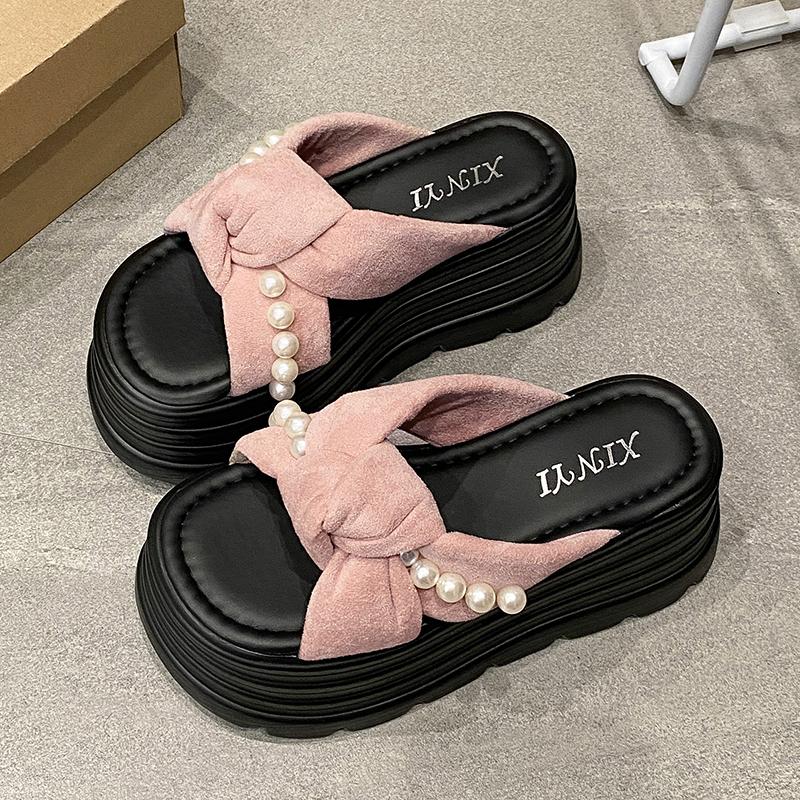 Platform Slippers Sandals Woman Bowknot Thick Sole Slippers Women Chunky Flip Flops New Summer Casual Beach Slides Zapatos Mujer