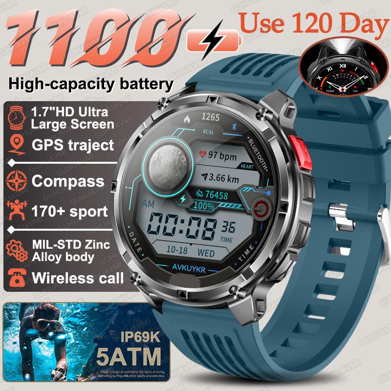 2026 New Men Bluetooth Call Smart Watch Military Built-in GPS Compass Barometric Altimeter 30ATM Waterproof Bluetooth Call Smart Watch