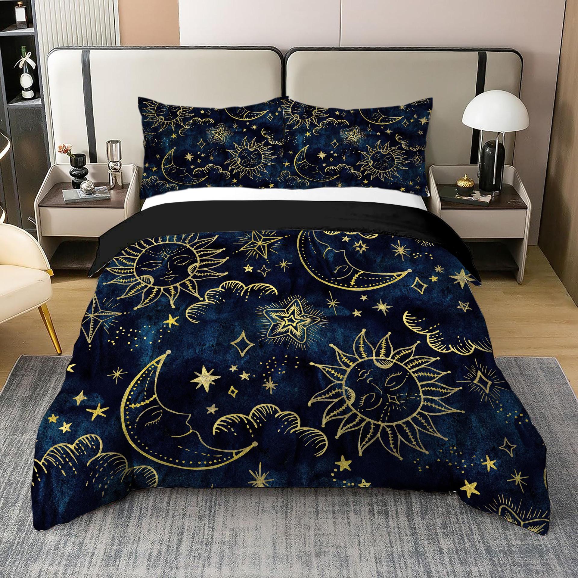 

Adult 3D Digital Printing Stars, Sun, Moon, Bohemian Three-Piece Set, Come To Map Customization 135 * 200cm 50 * 80cm * 1 two-piece set