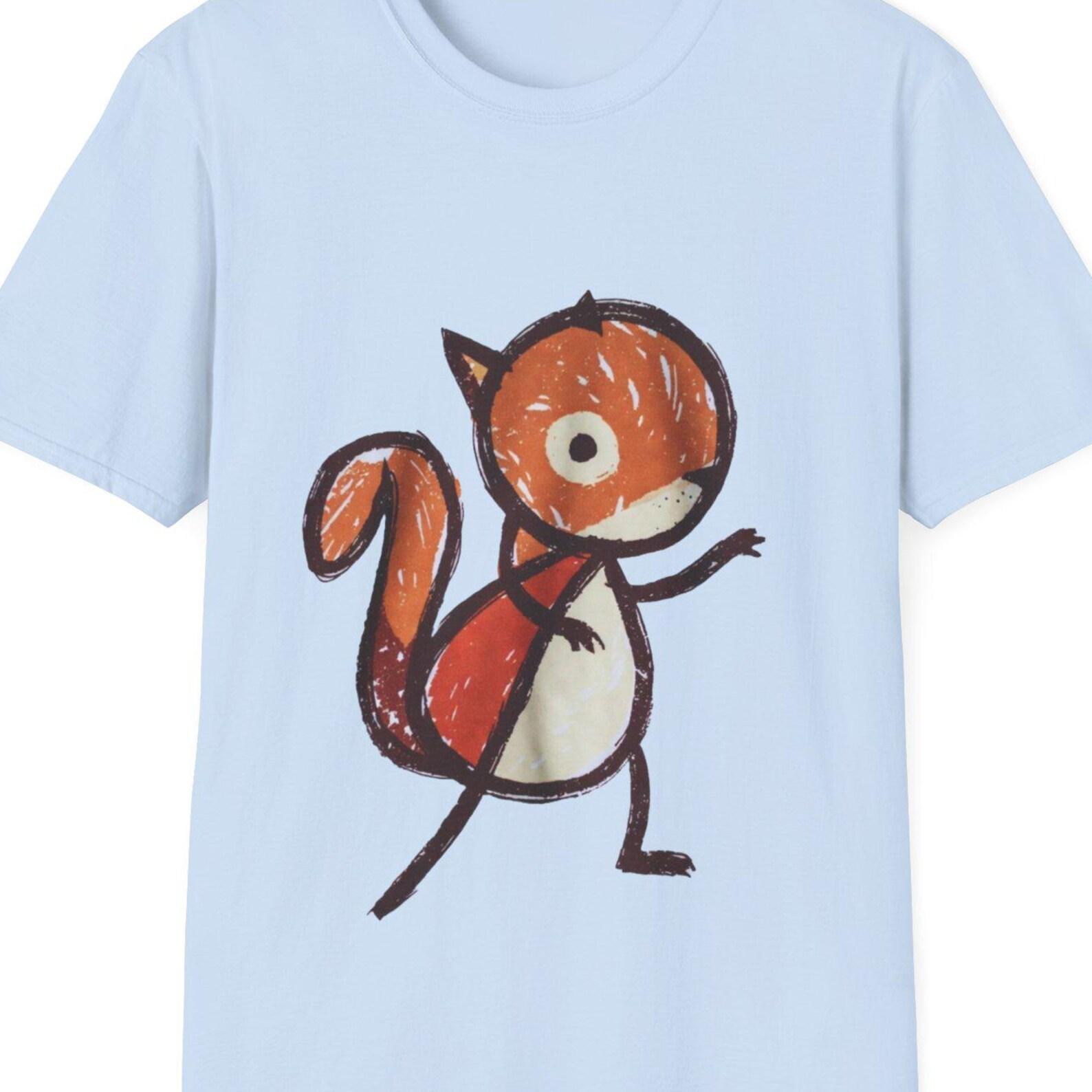 Hand-Drawn Red Squirrel T-Shirt | Cute Woodland Animal Tee 160