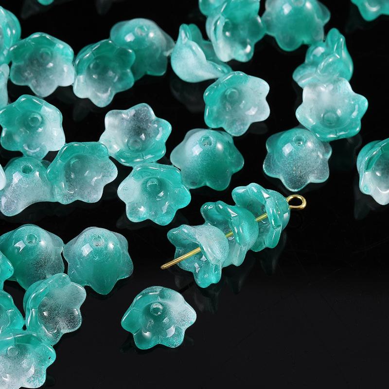 50Pcs/Bag 7X12Mm Colorful Bellflower Lampwork Beads Caps Glass Spacer Beads For Jewelry Making Diy Handmade Bracelets Hairpin
