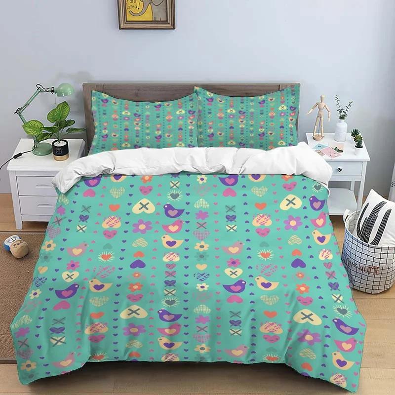 Cartoon Love HD Print Bedding Sett Children King Size Bedding Set Boy Girl's Bed Double Bed Duvet Covers Pillowcase Bedding Se