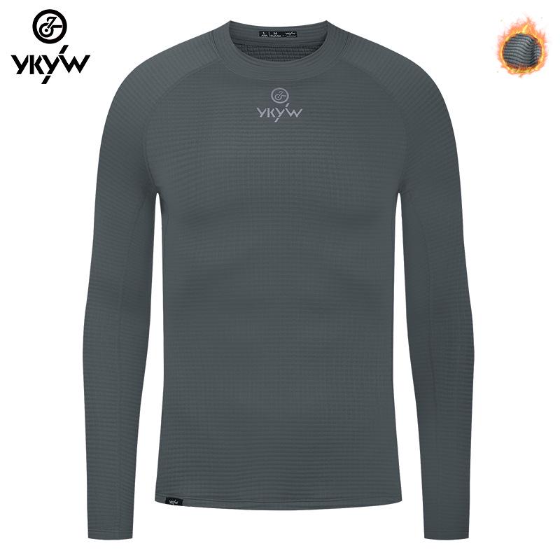 

YKYW Fleece Cycling Jersey - Long Sleeve Base Layer for Men & Women (Autumn/Winter) Small