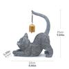 Cat Stretching Statue Resin Cat Figurine With Bell On Tail Outdoor Animal Sculptures For Yard Entryway Desk Living Room Balcony