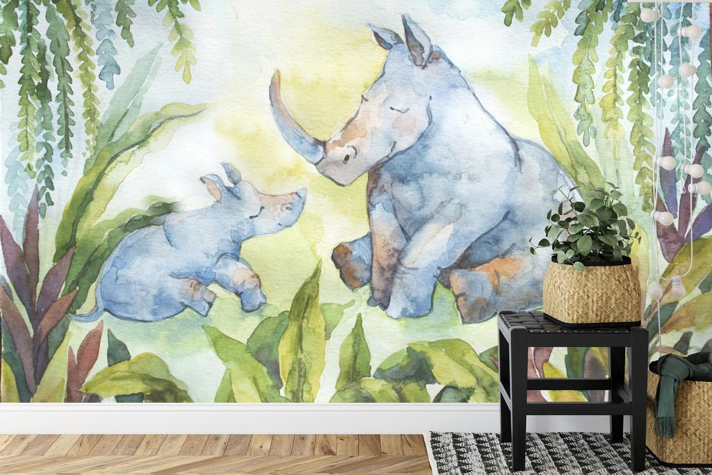 Photomural Rhinoceros Self-Adhesive Mural 90x60