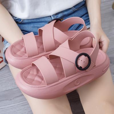 Neue Sommer Damen High Heel Rutschfest Modische Dicke Sohle PVC Lässige Strand Sandalen Pantoletten