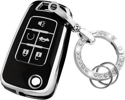 For Chevy Key Fob Cover with Keychain,Premium TPU Full Protection Key Case Shell for Equinox Camaro Cruze Malibu Impala Spark Sonic GMC