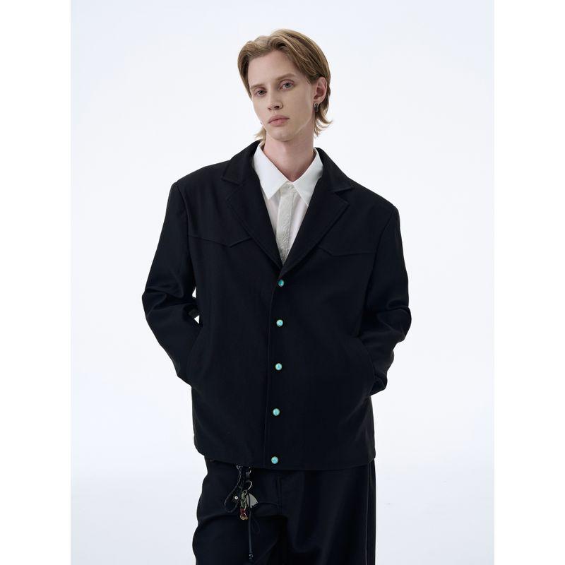 Kisko High-End Three-Dimensional Tailoring Turquoise Short Casual Suit Men's Cool Cleanfit Jacket
