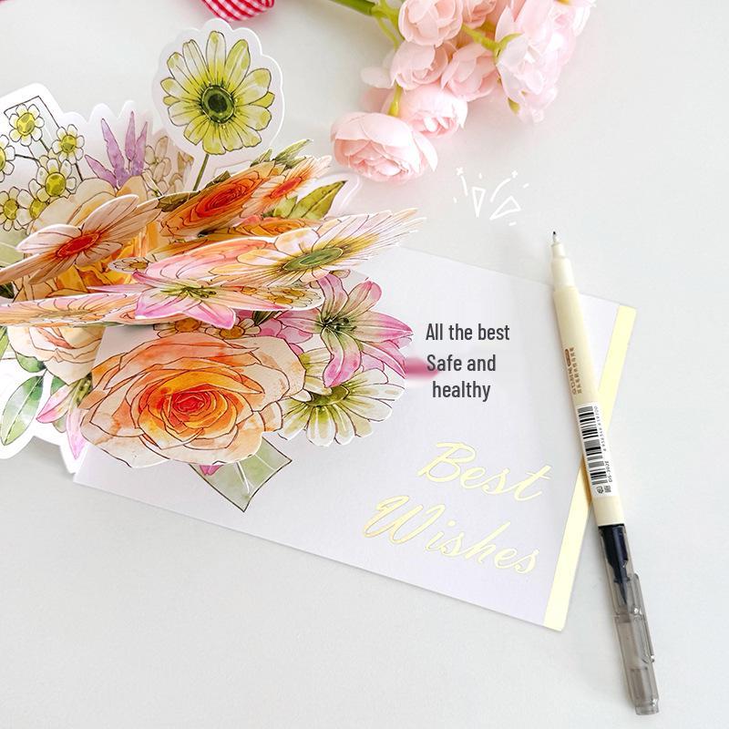 Creative Watercolor Flowers 3D Pop-up Card with Envelope - Perfect for Valentine's Day, Birthday, or Special Blessings