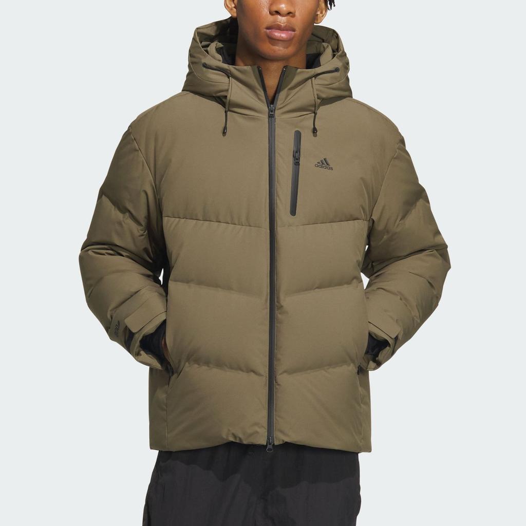 Adidas 800 Fill Solid Color Sports Casual Hooded Down Jacket Unisex Jacket Olive-Green IW0783