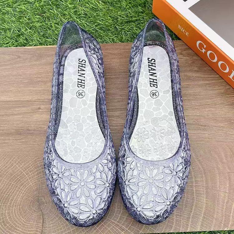 

Women s Summer Baotou Hollow Out Crystal Sandals Soft Sole Non Slip Slip On Cave Sandals Outdoor Beach Sandals Wading Shoes 36 чорний