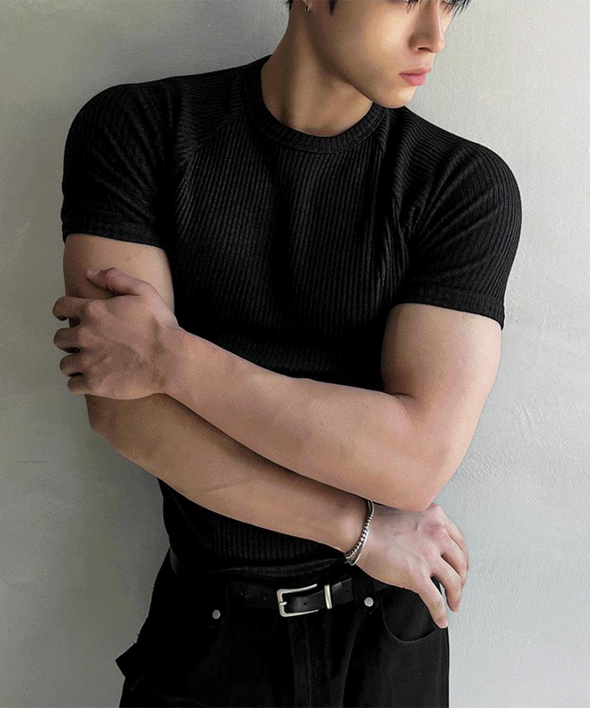 Siaosiko Muscle Fit Round Short Sleeve Knit