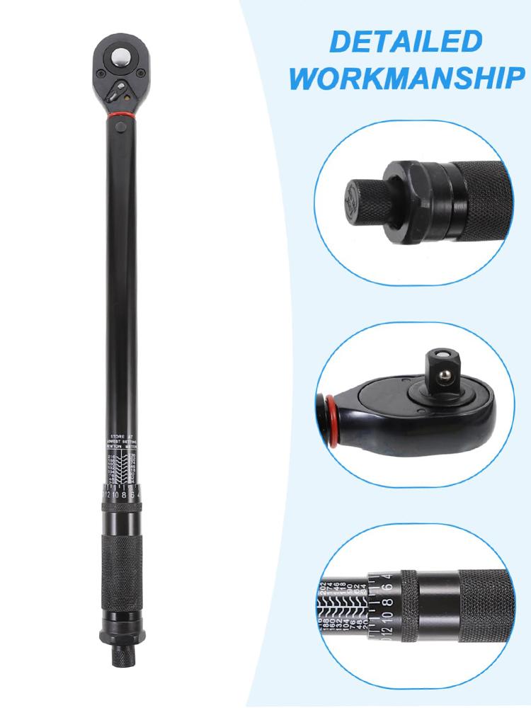 3-230 N.m Torque Wrench 1/4 1/2 3/8 Inch Square Drive Torque Wrench Adjustable Ratchet Head Professional Bicycle Automotive Tool