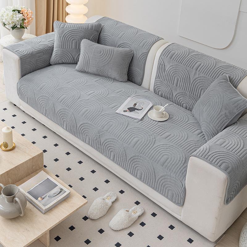 Sofa Cushion Four Seasons Universal Cream Wind Non-Slip Mat Leather Sofa Cover New High-Grade Plush Seat Cover