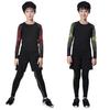 Drie delige compressie fitness set voor Heren, Dames & Kinderen - Sneldrogend: Top met lange mouwen, Legging en Hardloopkleding.