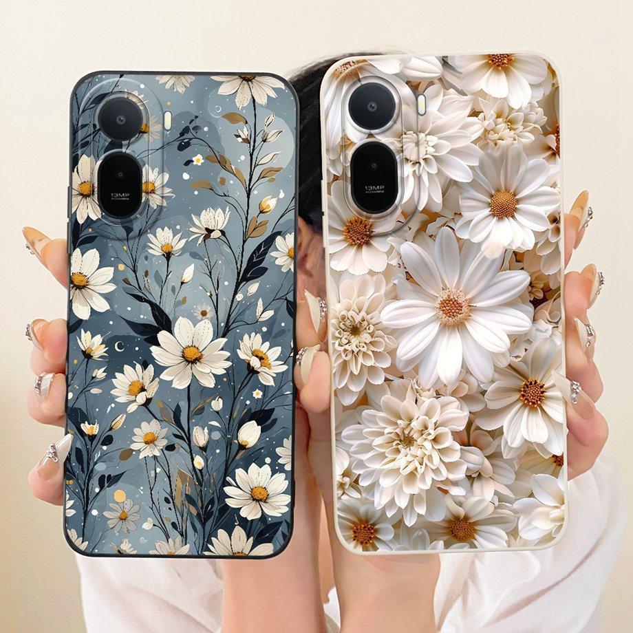 For Xiaomi Redmi A7 Pro Poco C85X Phone Case Floral Daisy Aesthetic Moon Nigth Bow Pattern Funda Soft Matte Silicone Back Cover