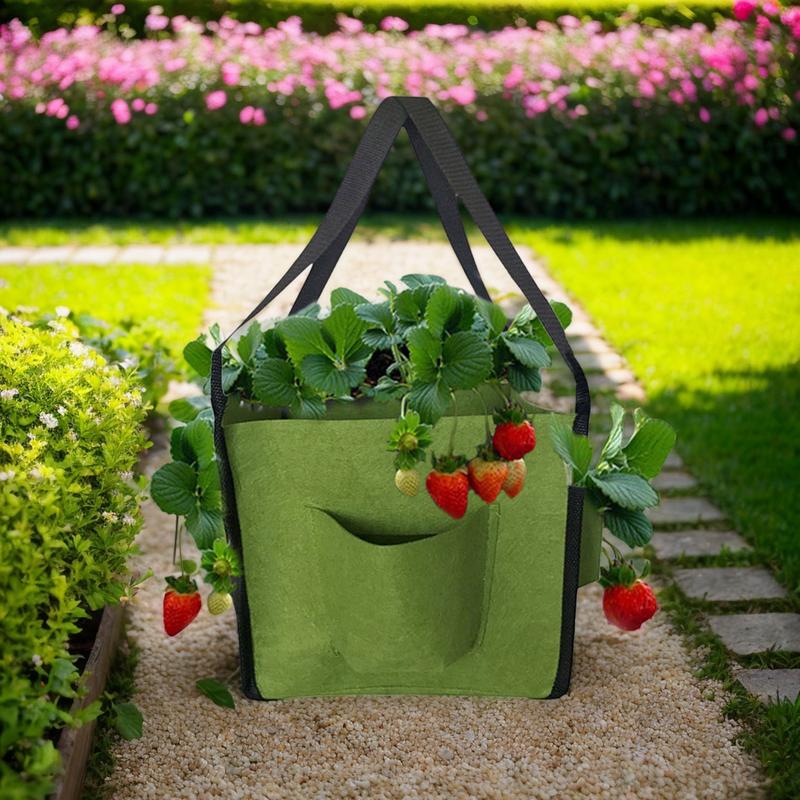 5 Gallon Grow Bags Bag For Gardening Plant Breathable Heavy Duty Cloth Pots With 4 Side Growth Pockets For Plants Garden
