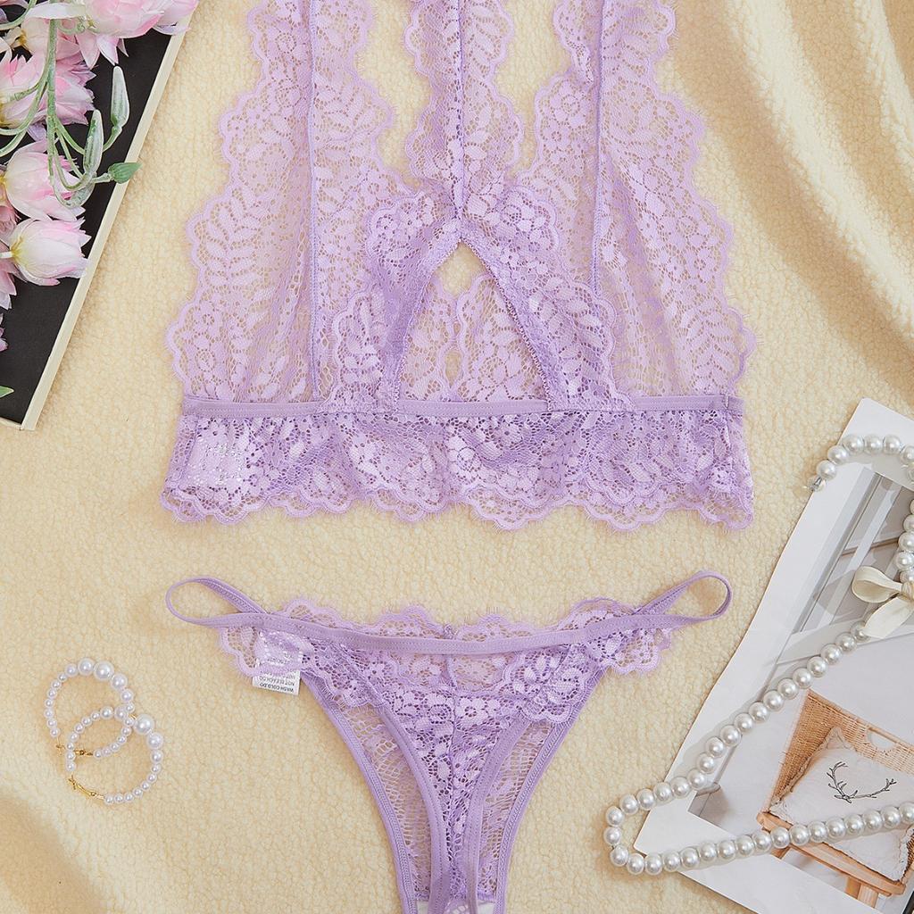European and American sexy lingerie sexy hot sex perspective underwear set