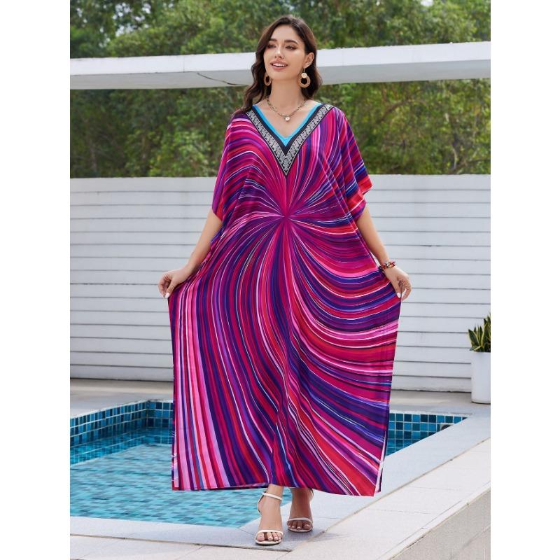 Plus Size Women's New Beach Blouse Print Loose Holiday Bikini Sunscreen Swimsuit Blouse