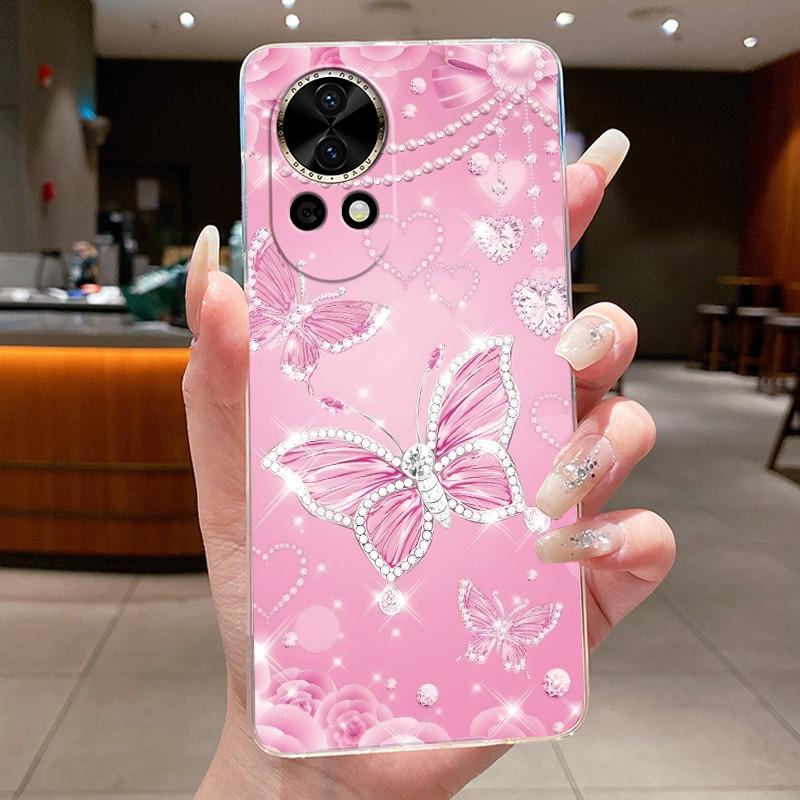 Nova12 Hülle Klar Luxus Mode Schmetterling Blume Weiches TPU Silikon Rückabdeckung Für Huawei Nova 12 Pro Transparente Handyhüllen