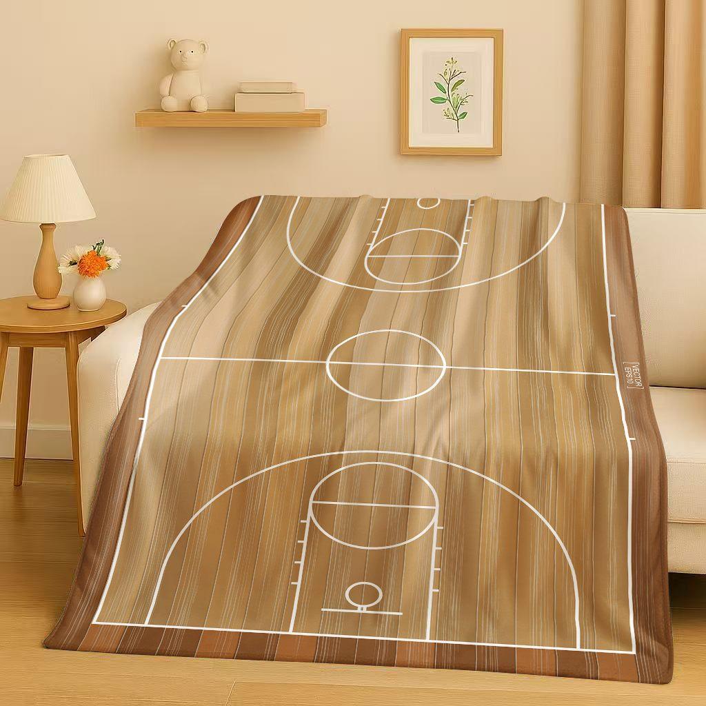 2026 New Basketball Court Art Flannel Blanket,Ultra Soft Warm Plush Throw for Home Bedroom Bed Sofa Cover Travel Camping Gift