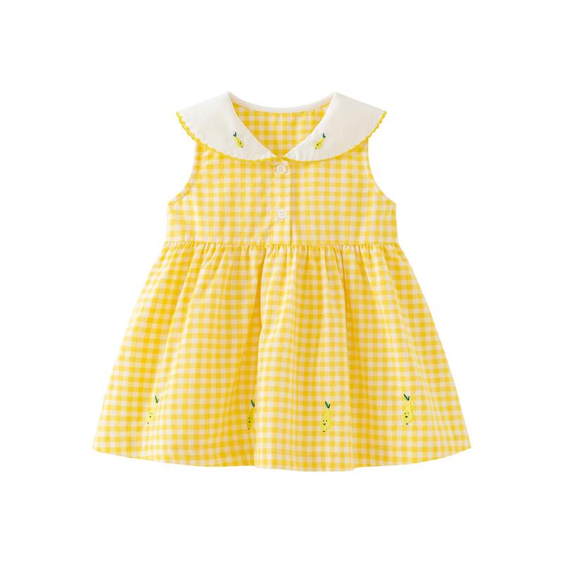 Minibala Girls' Plaid Cotton Vest Dress