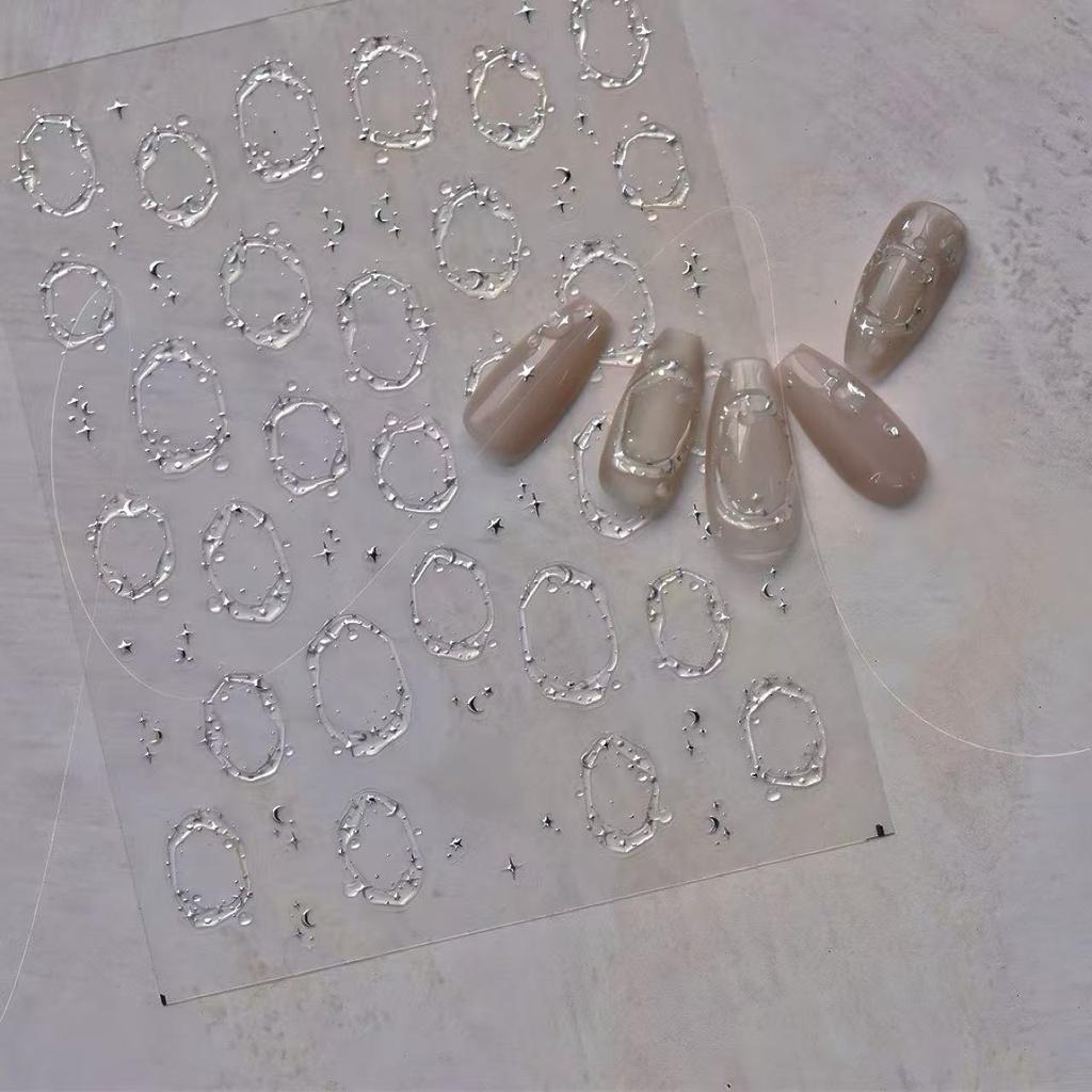 1pcs Jelly Nail Stickers Shiny French Ice Crystal Stars Love Self Adhesive Stickers For Nails DIY Valentine's Day Decorat Decals