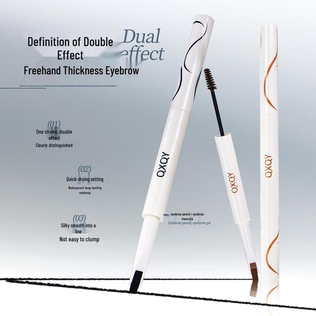 QXQY Agile Dual Brow Pencil & Tinted Mascara - Waterproof, Sweatproof, Long-Lasting, Smudge-Proof for Natural Wild Brows.