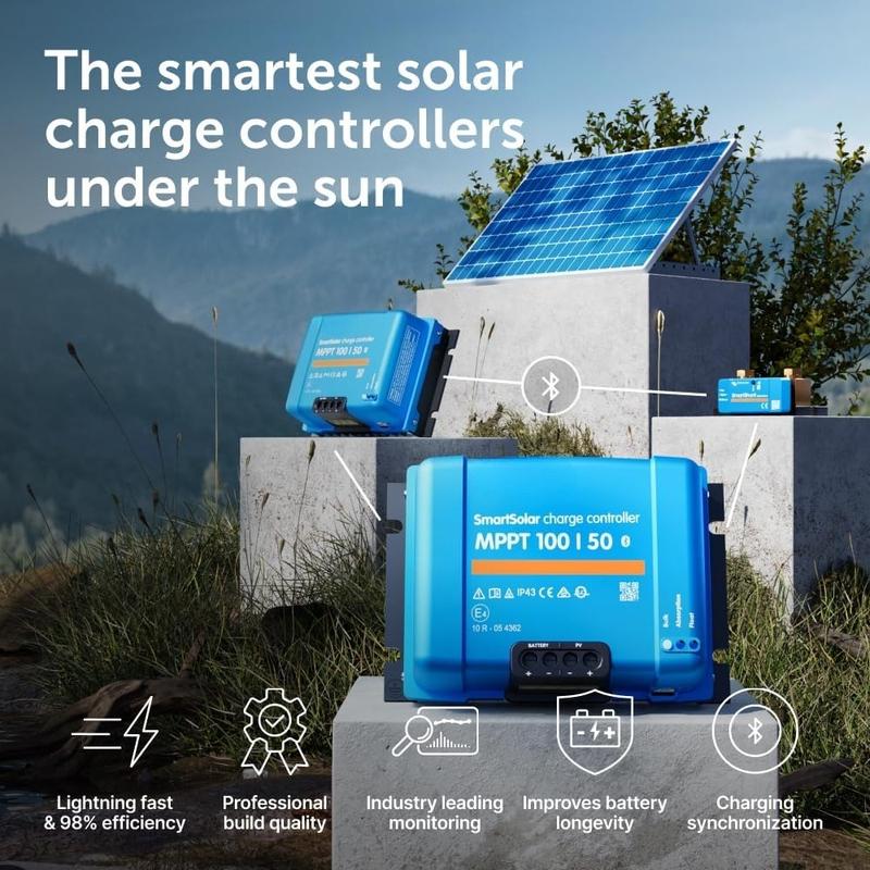 Solar Charge Controller (Bluetooth) - Charge Controllers for Solar Panels - 100V, 50 amp, 12/24-Volt·Factory Direct Sales