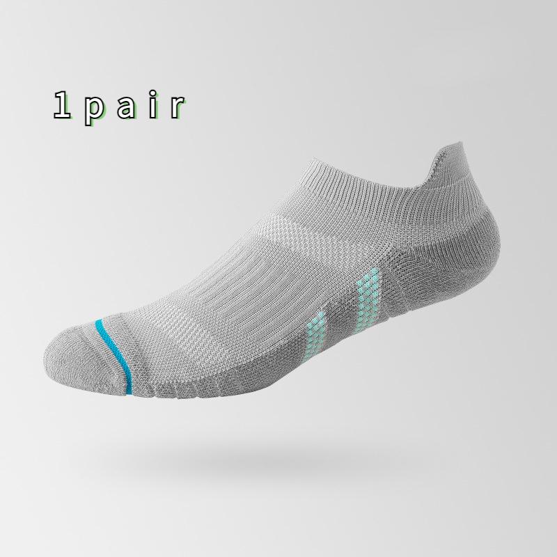 Size 39-44 Men's Short Leg Athletic Boat Socks Thin Breathable Towel Sole Running Socks