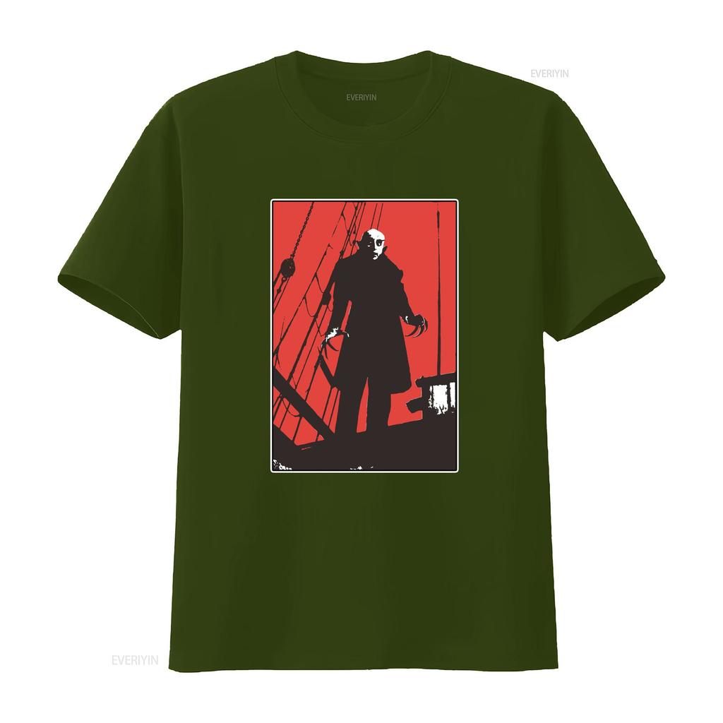 Nosferatu Red Classic Horror Film T Shirt Dracula Vintage Gothic Movie Poster Jersey Vintage Washed Fashion Versatile Casual