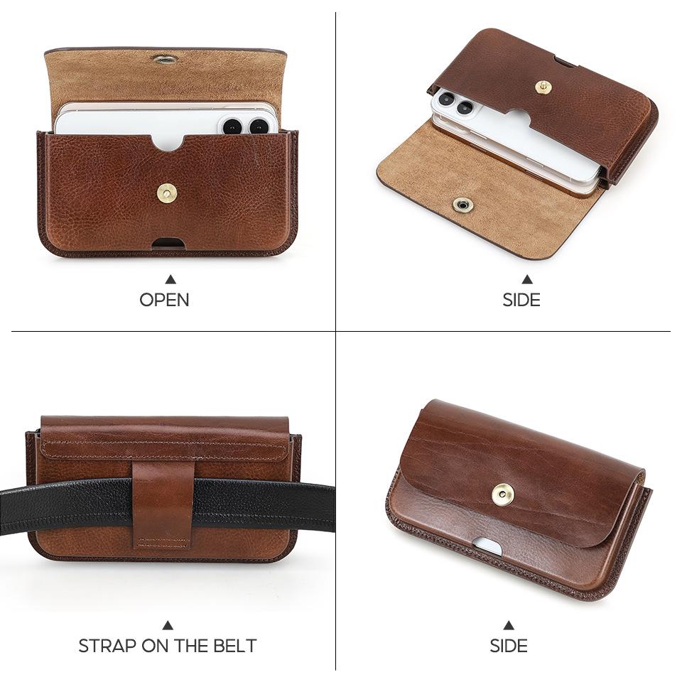 Black Angel Italian Leather Waist Pack for 6.9-inch Phones