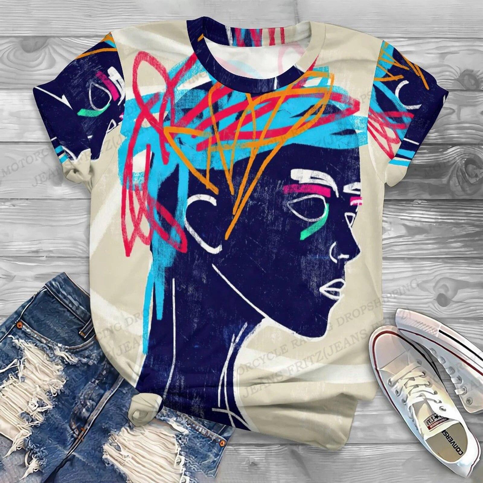 

Женская футболка Африка Девушка Футболка с 3D принтом Женские модные футболки Африканская женская футболка Harajuku Топы с короткими рукавами Футболки черные M