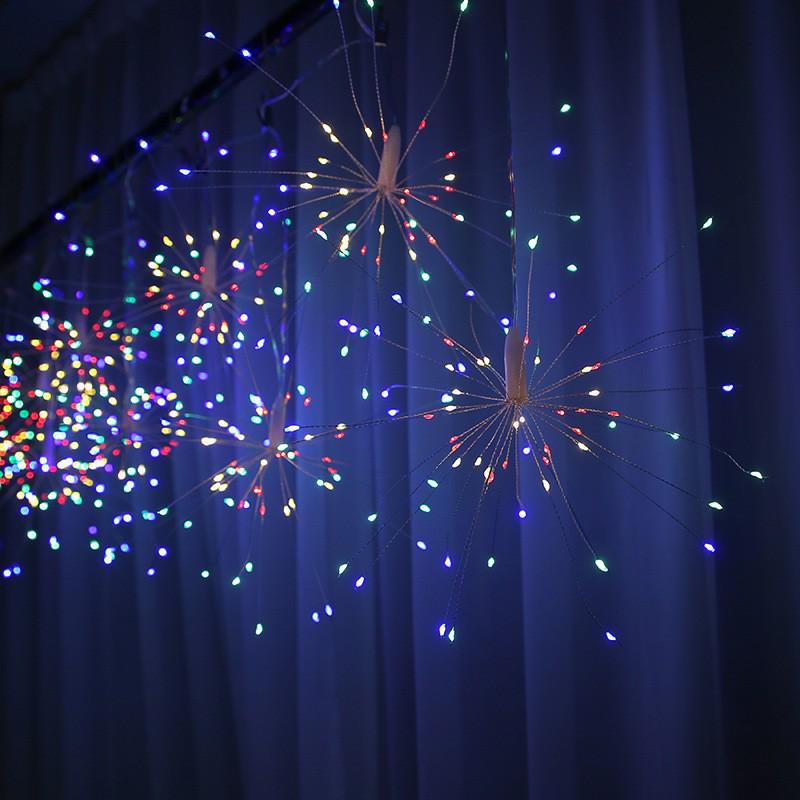 Solar LED Firework String Lights: Waterproof, Remote-Controlled Dandelion Design for Outdoor Hanging