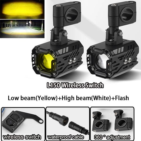 NewL150 Yellow/White/Flash LED Motorcycle light Wireless wired Switch Motorcycle Fog Light LED Auxiliary For BMW1200GS F800 wireless switch 1set