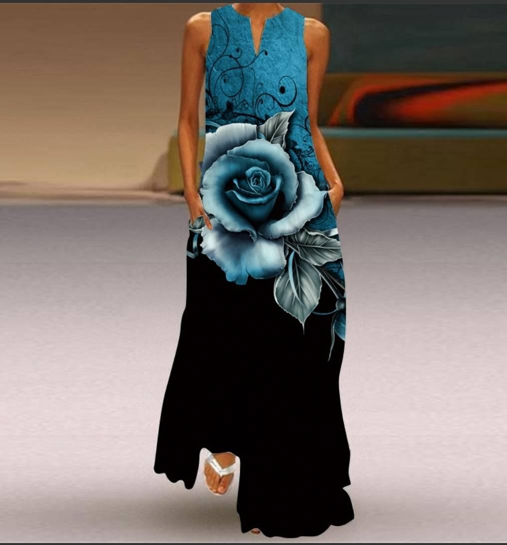 

Женские винтажные платья с принтом, летнее длинное платье без рукавов с v-образным вырезом в стиле бохо, женские повседневные элегантные платья макси для пляжной вечеринки, Vestidos XXXXXL