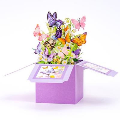Butterfly Pop Up Card Handcrafted 3D Paper Flower Bouquet Pop-up Greeting Card for Birthday Anniversary Mother's Day