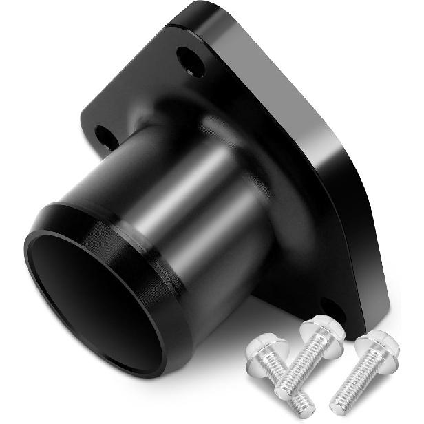 Acouto Thermostat Housing for 7.3L 1999-2003 Billet Aluminum Alloy Engine Thermostat Housing Replacement with Screws and Sealing Accessories(Black)