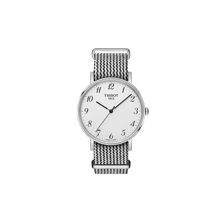 

Tissot Lovely Series Quartz Movement 30 Meters Water Resistant Watch 38 Mm Silver Dial Stainless Steel Case Nylon Strap Men watches T109.410.18.032.00 Silver Dial